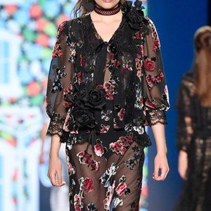 Anna Sui lace and Velvet Ribbon Tie Top Jacket